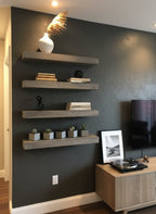 Solid Wood Chunky Floating Wall Shelf Thick Plank for Living Room Display