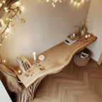 Solid Wood Console Table Tree-Trunk Base Spreading Branches Live-Edge Top for Entryway