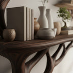 Solid Wood Wall Shelf Tree-Branch Spreading Tiered Floating Shelves for Living Room