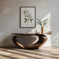 Solid Wood Sculptural Live-Edge Console Table Curved Ribbon Entryway Accent