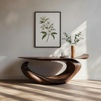 Solid Wood Sculptural Live-Edge Console Table Curved Ribbon Entryway Accent