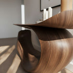 Solid Wood Sculptural Live-Edge Console Table Curved Ribbon Entryway Accent
