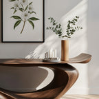 Solid Wood Sculptural Live-Edge Console Table Curved Ribbon Entryway Accent
