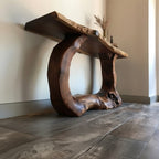 Solid Wood Live-Edge Console Table Chunky Root Base Modern Entryway Piece