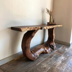Solid Wood Live-Edge Console Table Chunky Root Base Modern Entryway Piece