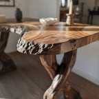 Solid Wood Live-Edge Console Table Gnarled Root Base Natural Living Room Accent