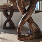 Solid Wood Live-Edge Console Table Gnarled Root Base Natural Living Room Accent