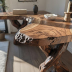 Solid Wood Live-Edge Console Table Gnarled Root Base Natural Living Room Accent