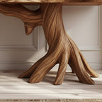 Solid Wood Tree-Branch Console Table Branching Limb Shelves Walnut Living Room