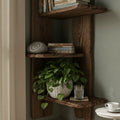 Solid Wood Rustic Floating Corner Shelf Live-Edge for Living Room Plants