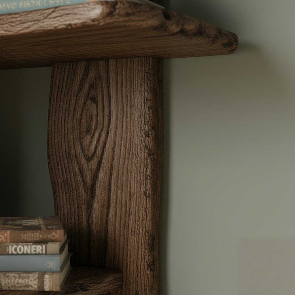 Solid Wood Rustic Floating Corner Shelf Live-Edge for Living Room Plants