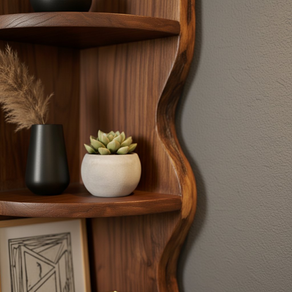 Solid Wood Tall Vertical Corner Ladder Shelf Multi-Tier for Narrow Corner