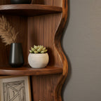 Solid Wood Tall Vertical Corner Ladder Shelf Multi-Tier for Narrow Corner