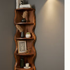Solid Wood Tall Vertical Corner Ladder Shelf Multi-Tier for Narrow Corner