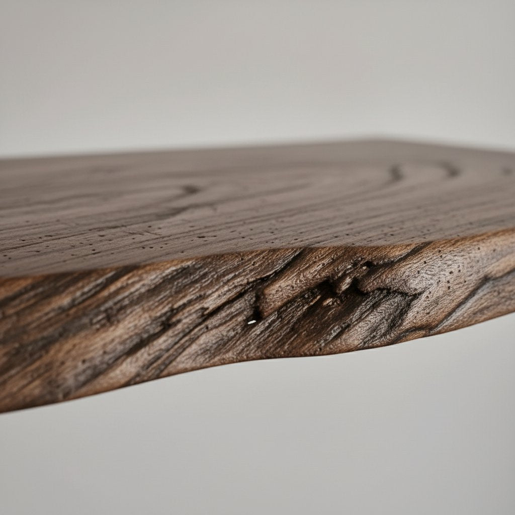 Solid Wood Live-Edge Floating Wall Shelf with Curved Driftwood Bracket for Entryway