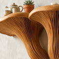 Solid Wood Live-Edge Wall Shelf with Fanned Grain Sculptural Form for Modern Decor
