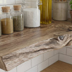 Solid Wood Driftwood Live-Edge Wall Shelf for Kitchen Spice and Herb Storage