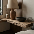 Solid Wood Live-Edge Floating Wall Shelf and Console for Bedroom Window Nook