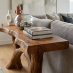 Solid Wood Live-Edge Console Table Forked Tree-Branch Legs Modern Living Room