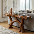 Solid Wood Live-Edge Console Table Forked Tree-Branch Legs Modern Living Room