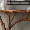 Solid Wood Live-Edge Console Table Curved Branch Cantilever Leg Minimalist Entryway