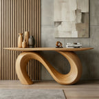 Solid Wood Live-Edge Console Table Sweeping S-Curve Leg Oak Modern Hallway