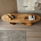 Solid Wood Live-Edge Console Table Sweeping S-Curve Leg Oak Modern Hallway