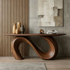 Solid Wood Live-Edge Console Table Sweeping S-Curve Leg Oak Modern Hallway