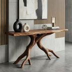 Solid Wood Live-Edge Console Table Forked Root Legs Natural Living Room Accent