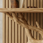 Solid Wood Live-Edge Console Table Branching Tree Limb Base Organic Wall Accent