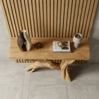 Solid Wood Live-Edge Console Table Branching Tree Limb Base Organic Wall Accent