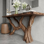 Solid Wood Live-Edge Console Table Tangled Branch Base Walnut Living Room Accent