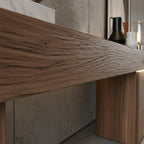 Solid Wood Console Table Rectangular Slab Top Drawer Cabinet Base Modern Living Room