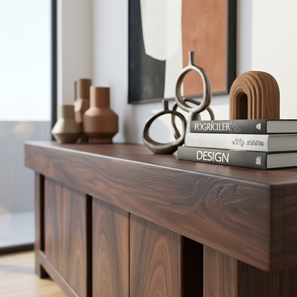 Solid Wood Console Table Rectangular Drawer Cabinet Dark Walnut Modern Entryway Storage