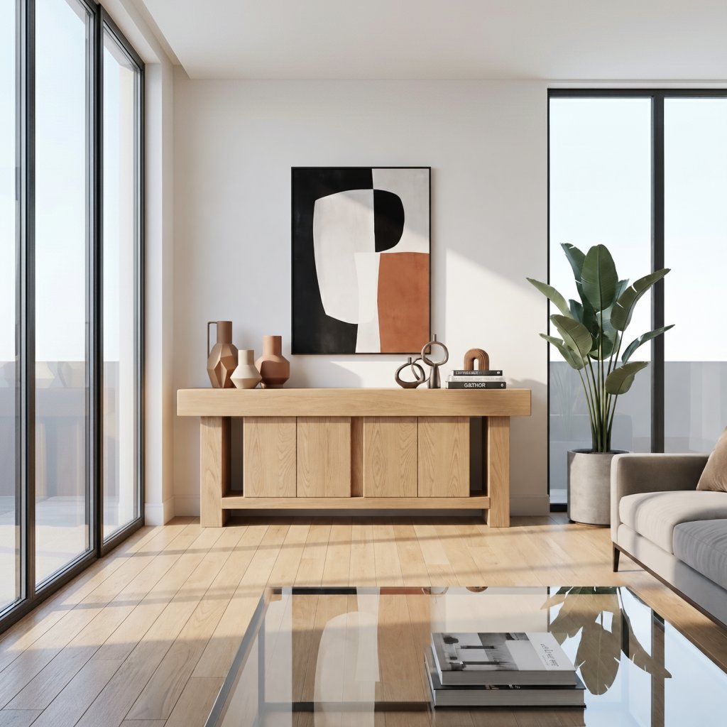 Solid Wood Console Table Rectangular Drawer Cabinet Dark Walnut Modern Entryway Storage