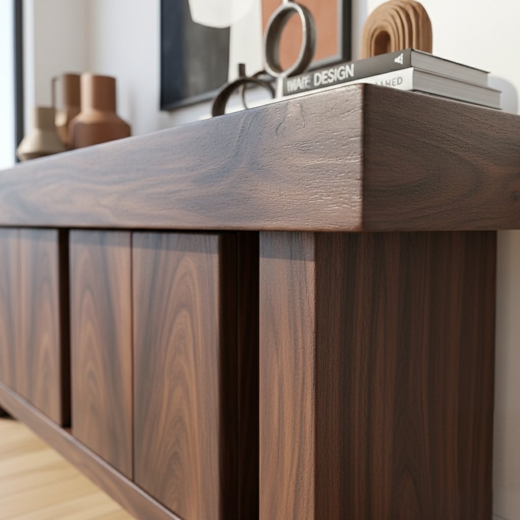Solid Wood Console Table Rectangular Drawer Cabinet Dark Walnut Modern Entryway Storage