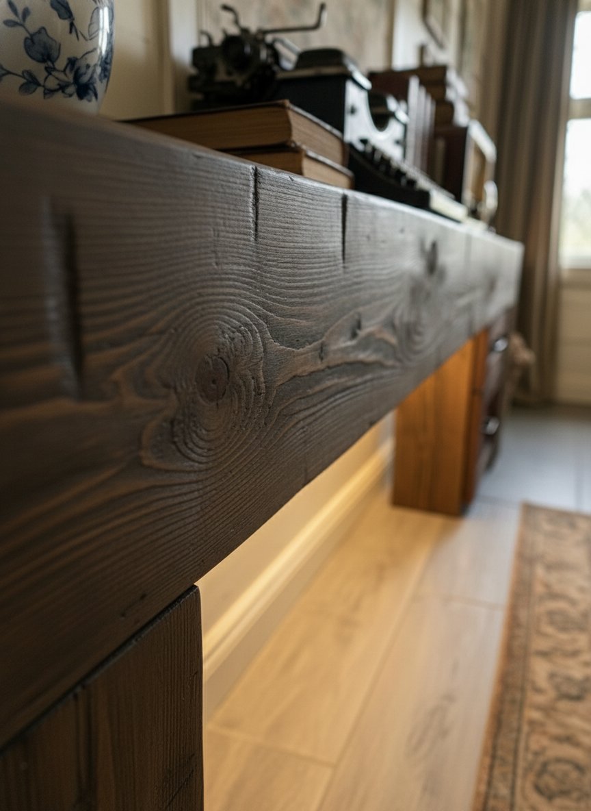Solid Wood Rustic Live-Edge Console Table for Entryway and Hallway Display