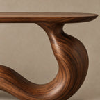 Japandi Flowing Wave Console Table With Soft Curved Base For Entryway