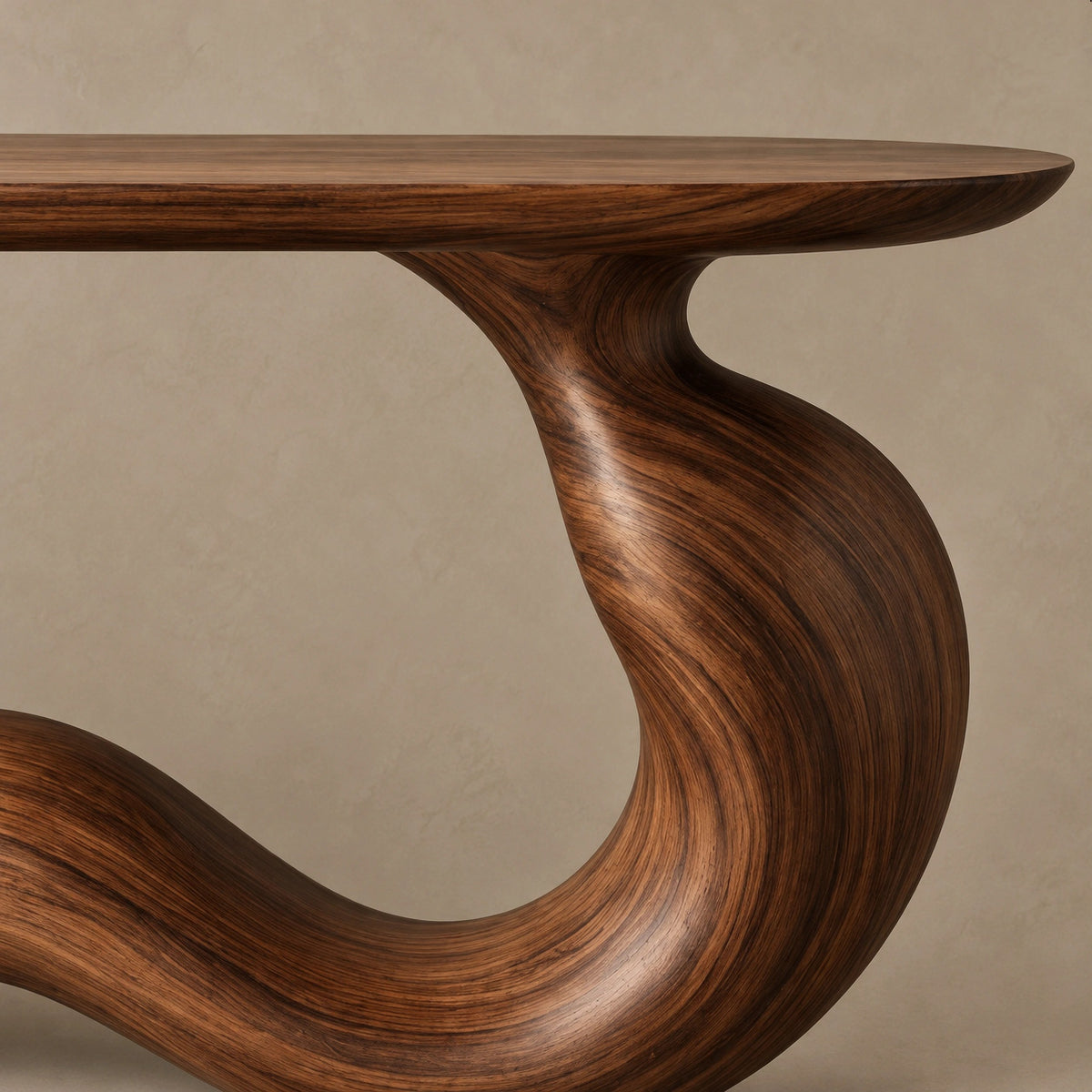 Japandi Flowing Wave Console Table With Soft Curved Base For Entryway