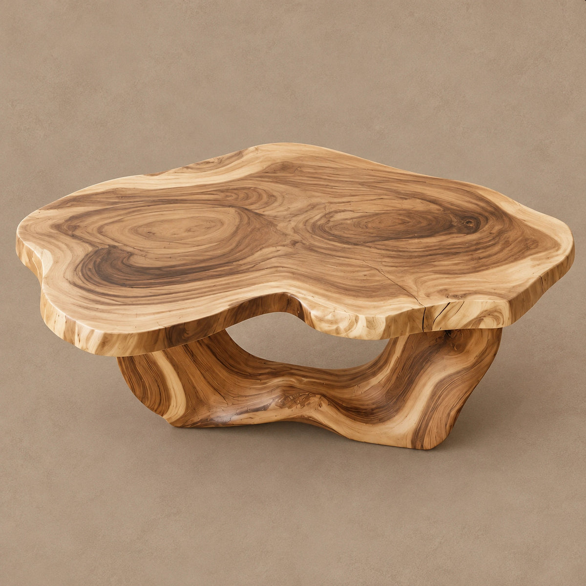 Japandi Freeform Coffee Table With Flowing Sculpted Base For Living Room