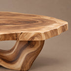 Japandi Freeform Coffee Table With Flowing Sculpted Base For Living Room