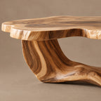 Japandi Freeform Coffee Table With Flowing Sculpted Base For Living Room