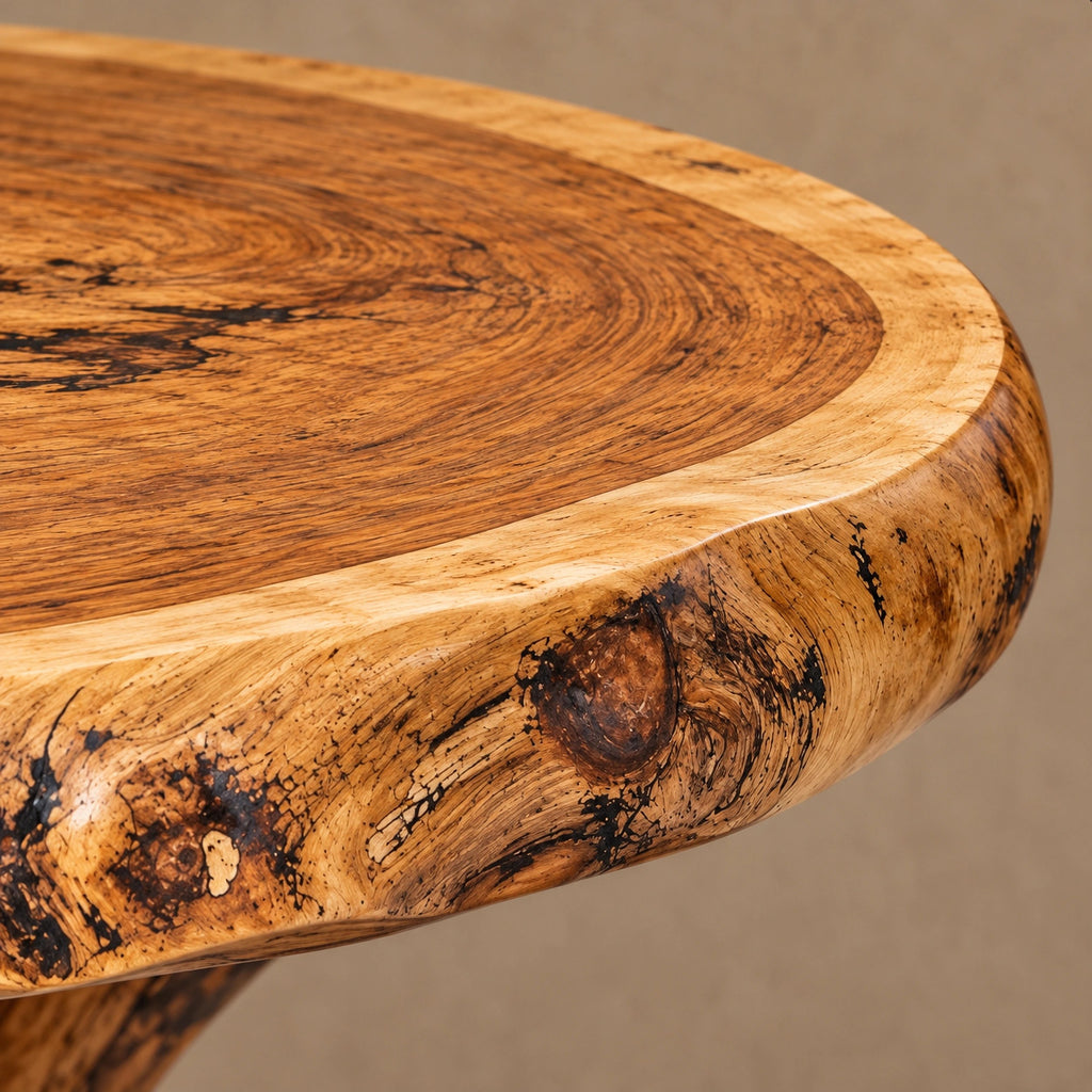 Rustic Live Edge Coffee Table With Natural Oval Slab Top For Living Room