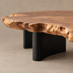 Contemporary Live Edge Coffee Table With Freeform Slab Top For Living Room