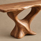 Sculptural Live Edge Console Table On Twisted Pedestal For Entryway