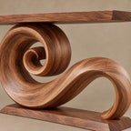 Live Edge Console Table With Spiral Scroll Base For Living Room