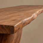Sculptural Live Edge Console Table With Wave Ribbon Base For Entryway