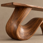 Sculptural Live Edge Console Table With Wave Ribbon Base For Entryway