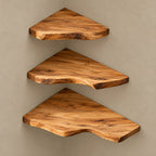 Japandi Live Edge Corner Shelf With Soft Flowing Grain For Living Room