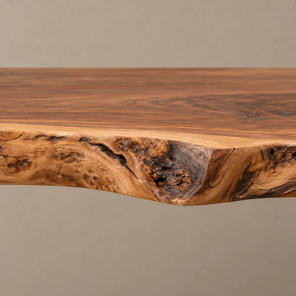 Live Edge Slab Console Table With Solid Panel Legs For Entryway